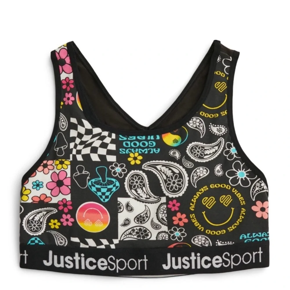 Justice Girls Sport Bras 2 Pack Pullover Racerback & Removible Pads. NWT